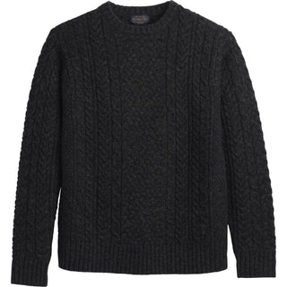 Wool Fisherman Sweater Black Heather