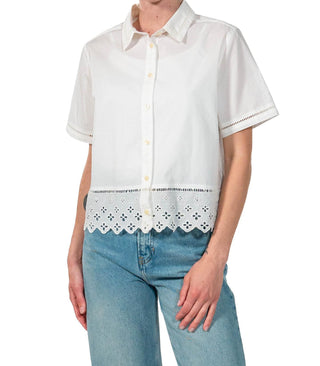 Short Sleeve Eyelet Shirt White