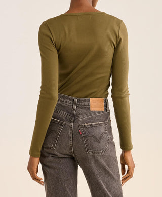 Long Sleeve Henley Dark Olive