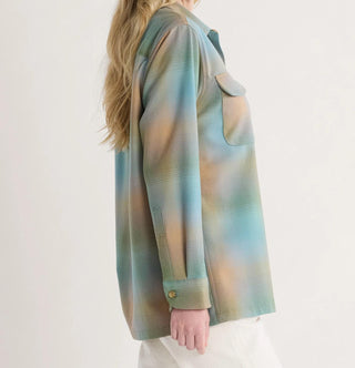 Women's Boyfriend Board Shirt Green Tan Ombre