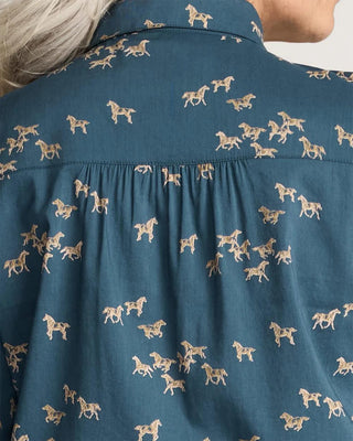 Zoe Drapey Blouse Teal Wild Horses