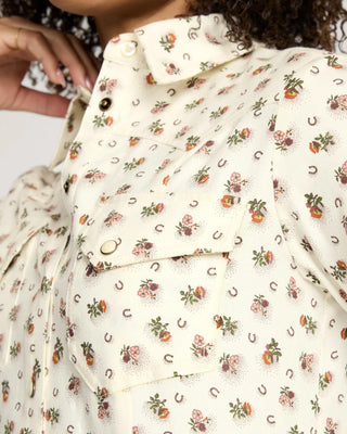 Gambler Shirt Dress Ecru Western Floral