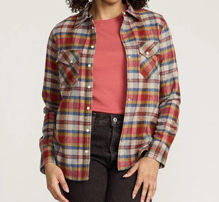 Wool Gambler Shirt In Red Multi Plaid