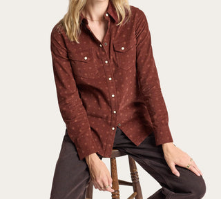 Women's Corduroy Gambler Shirt Burgundy Foulard