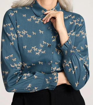 Zoe Drapey Blouse Teal Wild Horses