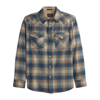 Canyon Shirt Tan Grey Turquoise Ombre Plaid