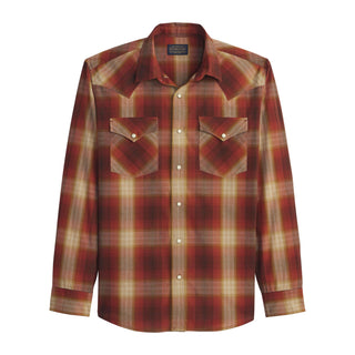 Frontier Long Sleeve Shirt Red Gold Ombre Plaid
