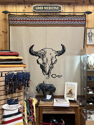 Blanket Display Rack With Finials and Hanging Hardware