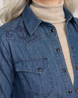 Chambray Gambler Shirt Dress Medium Blue