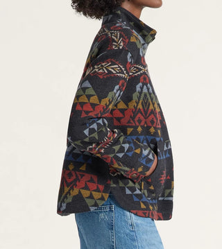 Half-zip Pullover In Black Multi Autumn Birch