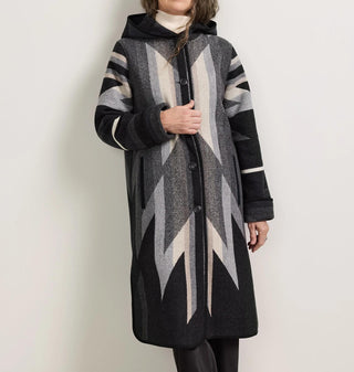 Women's Hooded Jacquard Coat Wyeth Trail Black