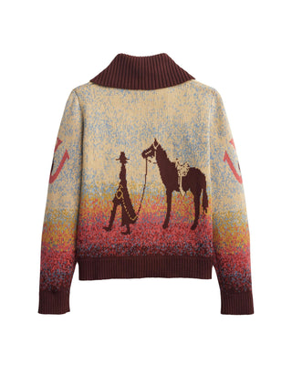 Women's Western Scenic Cardigan Sunrise Ombre