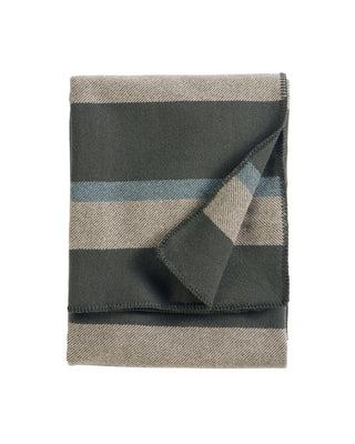 Easy Care Wool Twin Blanket Olive Stripe Twin Or Full/Queen