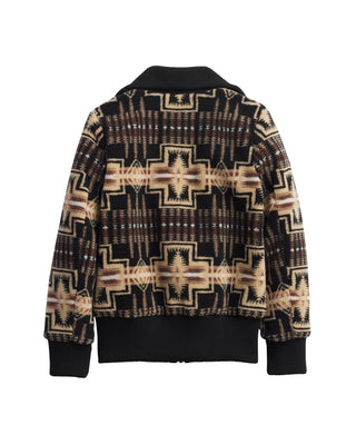 Women's Foxglove Fleece Bomber Jacket Black Tan Harding