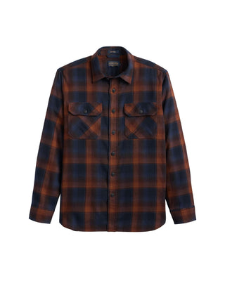 Men's Burnside Flannel Shirt Navy Brown Plaid