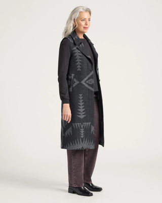 Jacquard Sleeveless Trench Mirror Lake Black / Grey