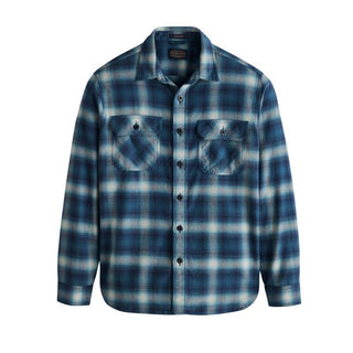 Burnside Cotton Shirt Navy/Blue/Grey Plaid