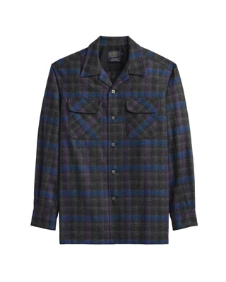 Men's Board Shirt Black Purple Plaid Regular And Tall