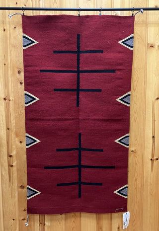 Escalante Wool Runner Rug Double Cross Red 2.5 'x 5'