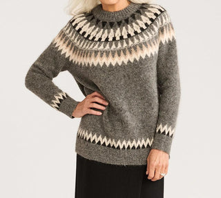 Oversized Fair Isle Pullover Grey Multi