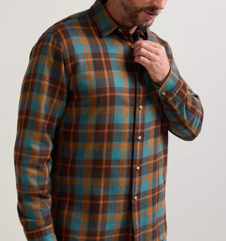 Men's Fremont Flannel Shirt Sea Blue/Brown Plaid