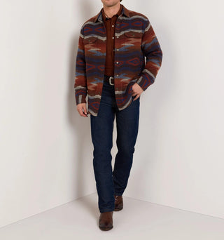 Men's Quilted Chamois Shirt Jacket Crown Point Blue And Red