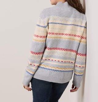Women's Fair Isle Turtleneck Sweater Light Blue Multi