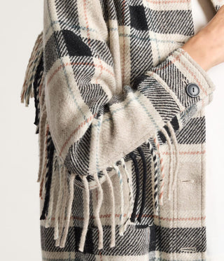 Jolene Fringe Wool Jacket Tan Mix Black Multi