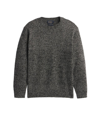 Men's Wool Crew Neck Sweater Black/Wheat Heather