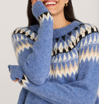 Oversized Fair Isle Pullover Light Blue Multi