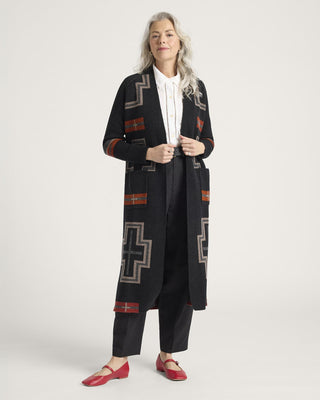 Women's Lambswool Duster Sweater Black/Red San Miguel