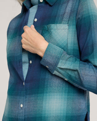 Women's Relaxed Flannel Shirt Teal Ombre
