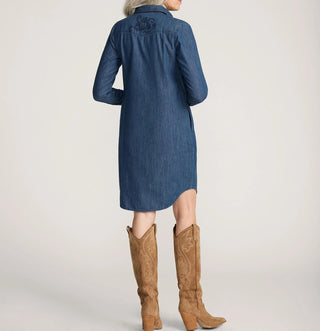 Chambray Gambler Shirt Dress Medium Blue