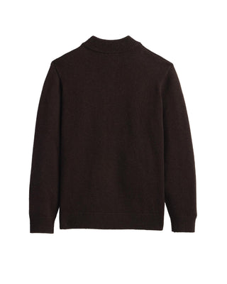 Men's Wool 1/4 Zip Sweater Dark Brown Heather