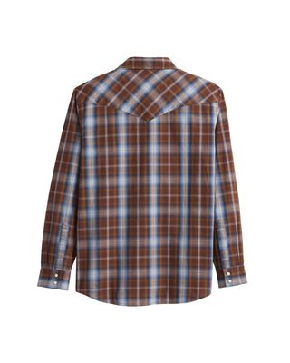 Men's Frontier Shirt Long Sleeve Brown Navy Plaid