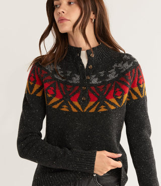 Fair Isle Mockneck Sweater Charcoal Heather