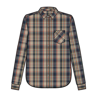 Women's Relaxed Flannel Shirt Tan Multi Plaid
