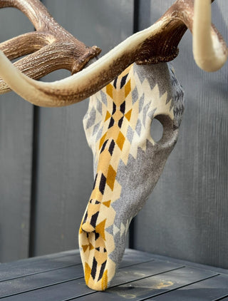 Upholstered Replica Elk Skull Euro Mount Rancho Arroyo