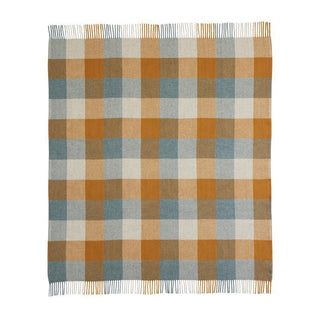 Eco-Wise Washable Wool Throw Shale/Copper Plaid