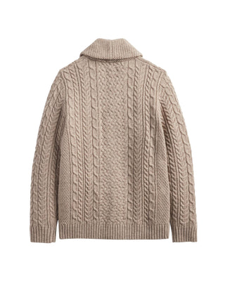 Men's Wool Fisherman Cardigan Wheat Mix
