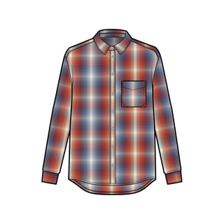 Boyfriend Flannel Shirt Rust Navy Ombre Plaid