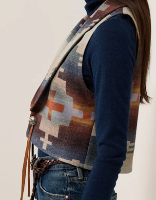Women's Dakota Western Wool Vest Shiprock Blue