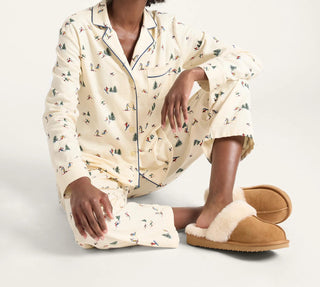 Women's Pajama Set Ecru Ski Print