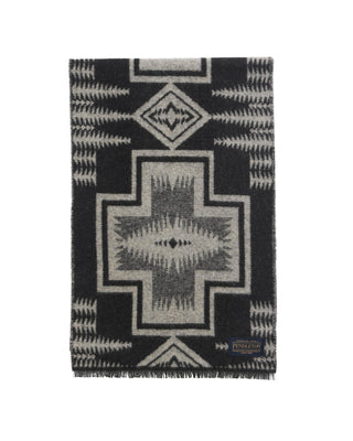 Jacquard Wool Scarf Harding Black and Tan