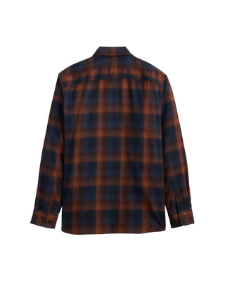 Men's Burnside Flannel Shirt Navy Brown Plaid