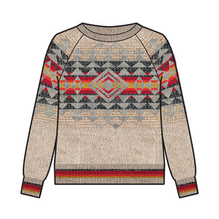 Raglan Cotton Graphic Sweater Driftwood Multi