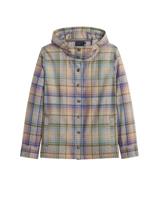 Trailside Wool Hoodie Pink Blue Plaid