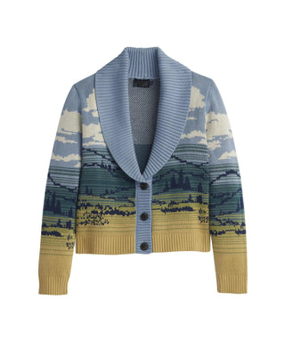 Women's Big Sky Cardigan Blue Yellow Multi