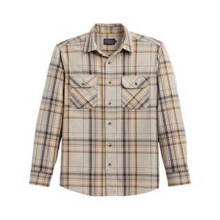 Beach Shack Shirt Tan Multi Plaid