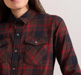Women's The Perfect Two Pocket Shirt Black Red Multi Plaid